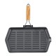 Grillpan gietijzer met opvouwbaar houten handvat, 35x21 cm | Grillpan gietijzer Grillpan gietijzer met opvouwbaar houten handvat, 35x21 cm | Grillpan gietijzer | Gietijzeren pan |