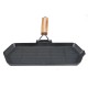 Grillpan gietijzer met opvouwbaar houten handvat, 35x21 cm | Grillpan gietijzer Grillpan gietijzer met opvouwbaar houten handvat, 35x21 cm | Grillpan gietijzer | Gietijzeren pan |