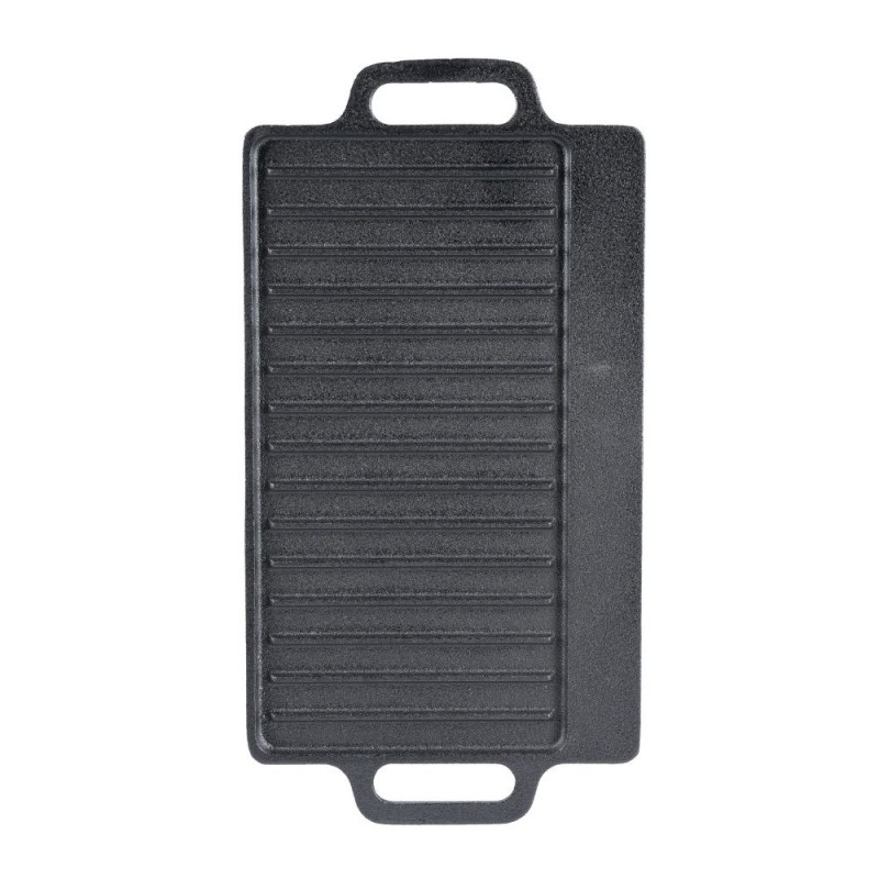 Dubbelzijdige gietijzeren grillplaat, 33x20 cm - 