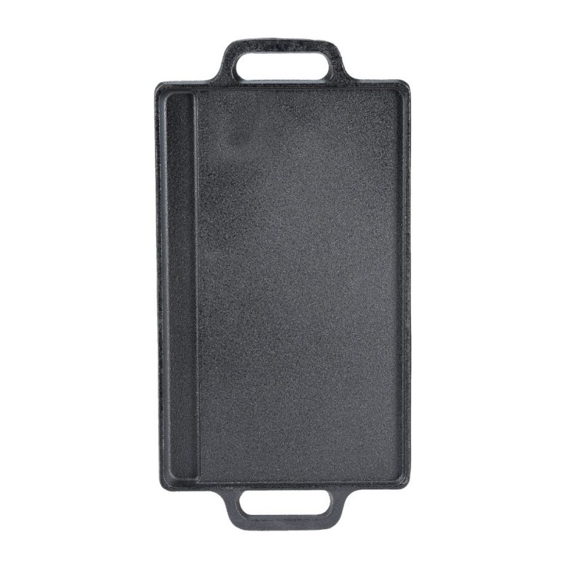 Dubbelzijdige gietijzeren grillplaat, 38x23 cm | Gietijzeren plaat Dubbelzijdige gietijzeren grillplaat, 38x23 cm | Gietijzeren plaat | |