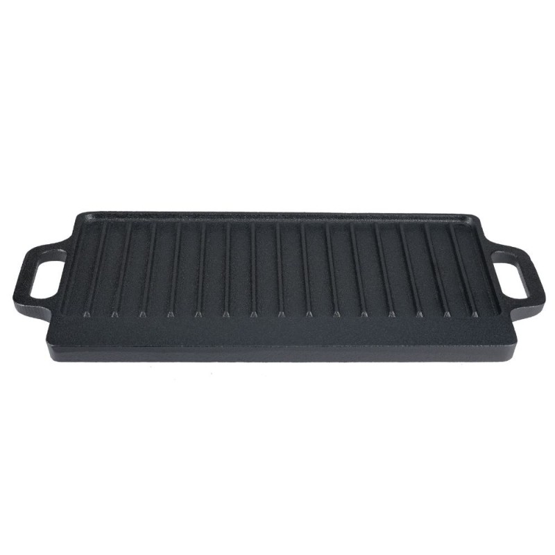 Dubbelzijdige gietijzeren grillplaat, 43x23 cm - 