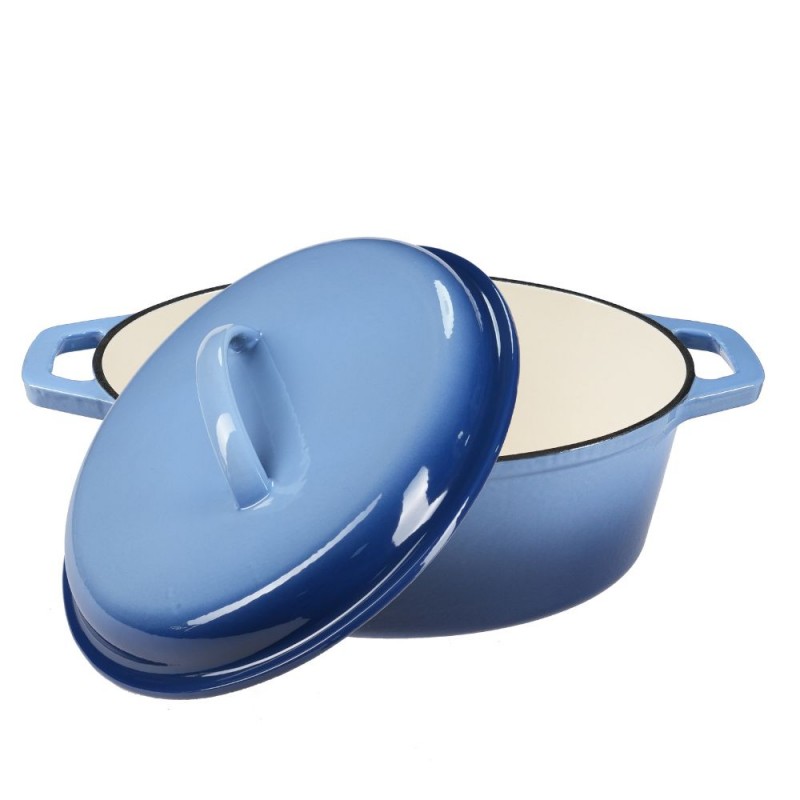 Geëmailleerde gietijzeren pot, Blauw, ovaal, 33x27см - Gietijzeren pot