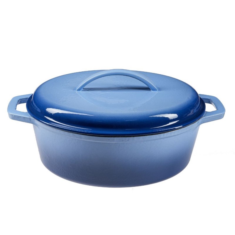 Geëmailleerde gietijzeren pot, Blauw, ovaal, 33x27см - Gietijzeren pot