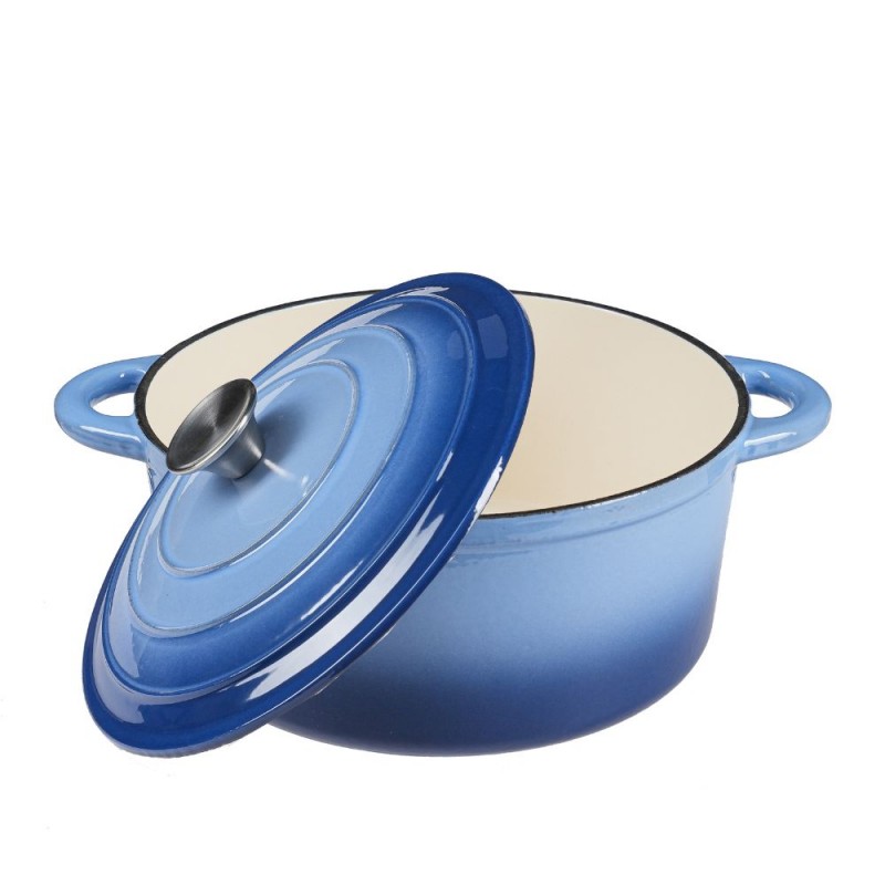 Geëmailleerde gietijzeren pot, Blauw, Ф22 - 