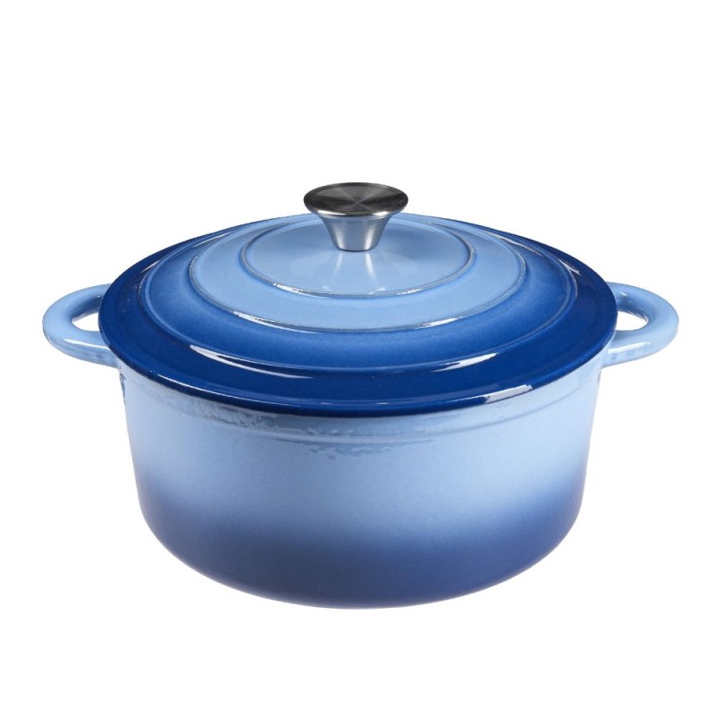 Geëmailleerde gietijzeren pot, Blauw, Ф22 - 