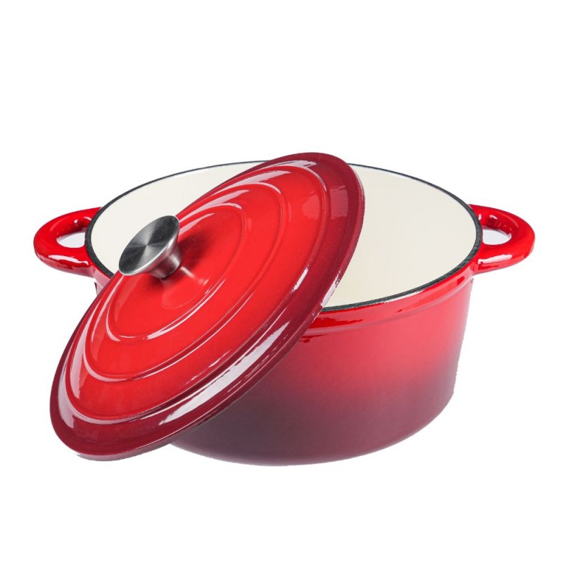 Geëmailleerde gietijzeren pot, Rood, Ф22 - 