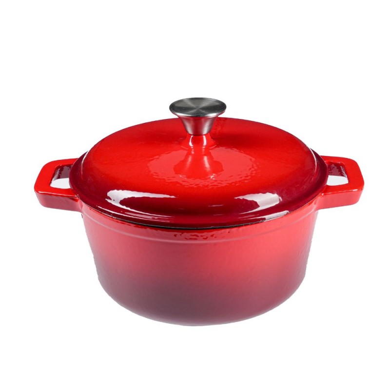 Geëmailleerde gietijzeren pot, Rood, Ф24 - Gietijzeren pot
