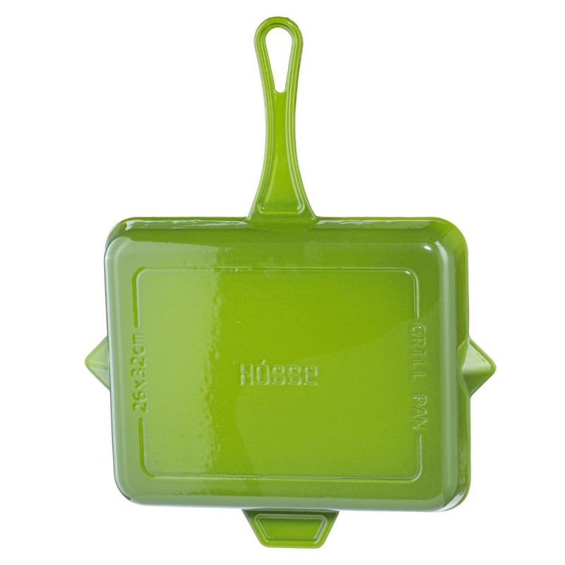 Geëmailleerde grillpan gietijzer Hosse, Bamboo, 26x32cm | Grillpan gietijzer Geëmailleerde grillpan gietijzer Hosse, Bamboo, 26x32cm | Grillpan gietijzer | Gietijzeren pan |