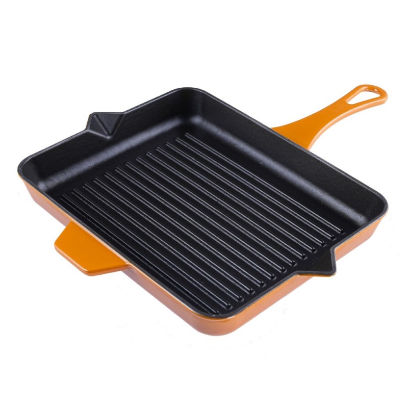 Geëmailleerde grillpan gietijzer Hosse, Dijon, 26x32cm - Gietijzeren pan