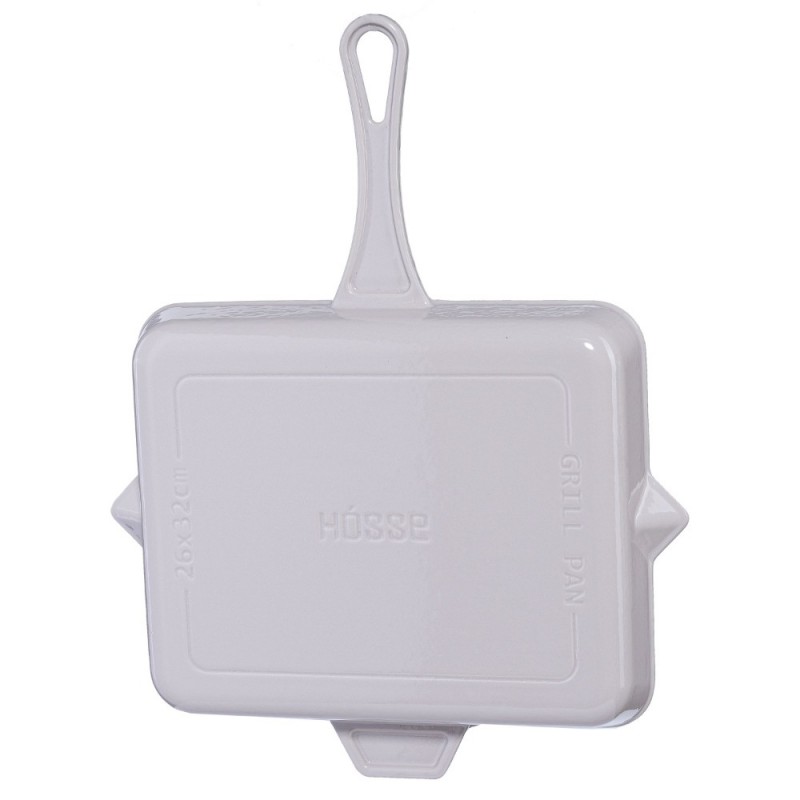 Geëmailleerde grillpan gietijzer Hosse, Ivory, 26x32cm | Grillpan gietijzer Geëmailleerde grillpan gietijzer Hosse, Ivory, 26x32cm | Grillpan gietijzer | Gietijzeren pan |