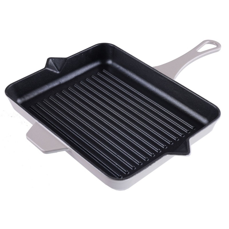 Geëmailleerde grillpan gietijzer Hosse, Ivory, 26x32cm - Gietijzeren pan