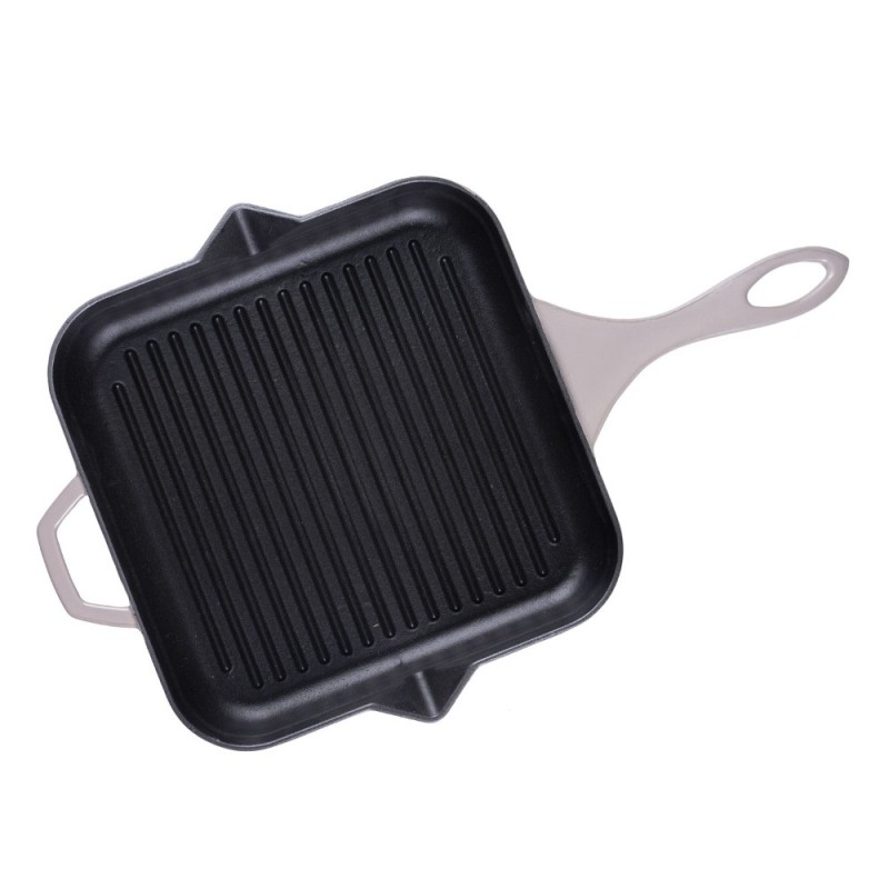 Geëmailleerde grillpan gietijzer Hosse, Ivory, 28x28cm - Gietijzeren pan