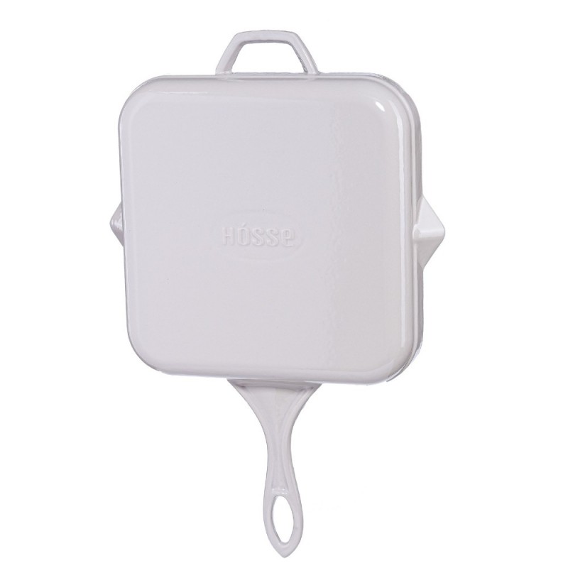 Geëmailleerde grillpan gietijzer Hosse, Ivory, 28x28cm | Grillpan gietijzer Geëmailleerde grillpan gietijzer Hosse, Ivory, 28x28cm | Grillpan gietijzer | Gietijzeren pan |