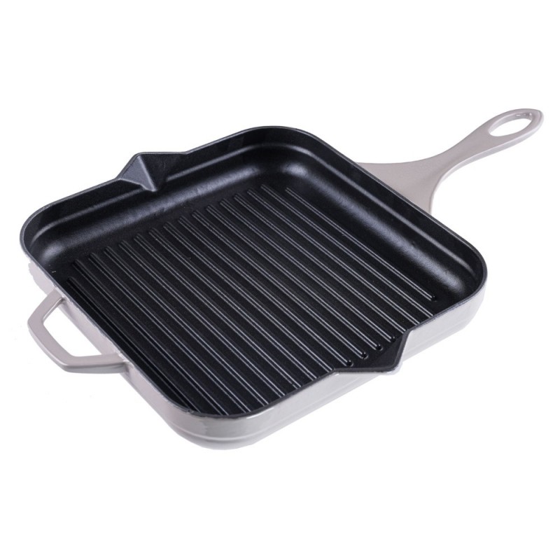Geëmailleerde grillpan gietijzer Hosse, Ivory, 28x28cm - Gietijzeren pan