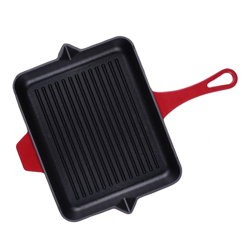 Geëmailleerde grillpan gietijzer Hosse, Rubin, 26x32cm - Gietijzeren pan