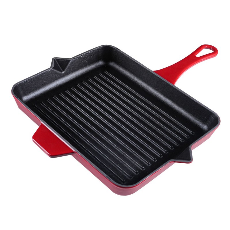 Geëmailleerde grillpan gietijzer Hosse, Rubin, 26x32cm - Gietijzeren pan